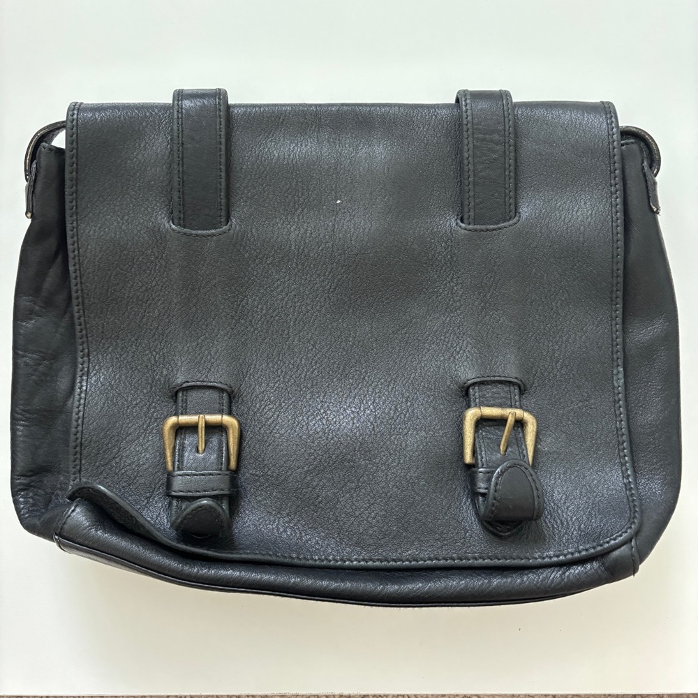 Vintage Leather Co Black Leather Crossbody Messanger Bag